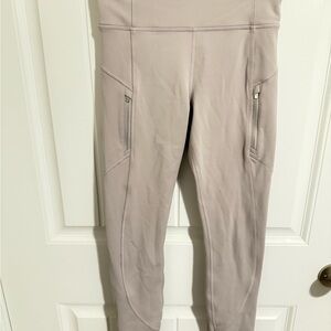 Athleta Cream Leggings High-Waisted Stretchy Design